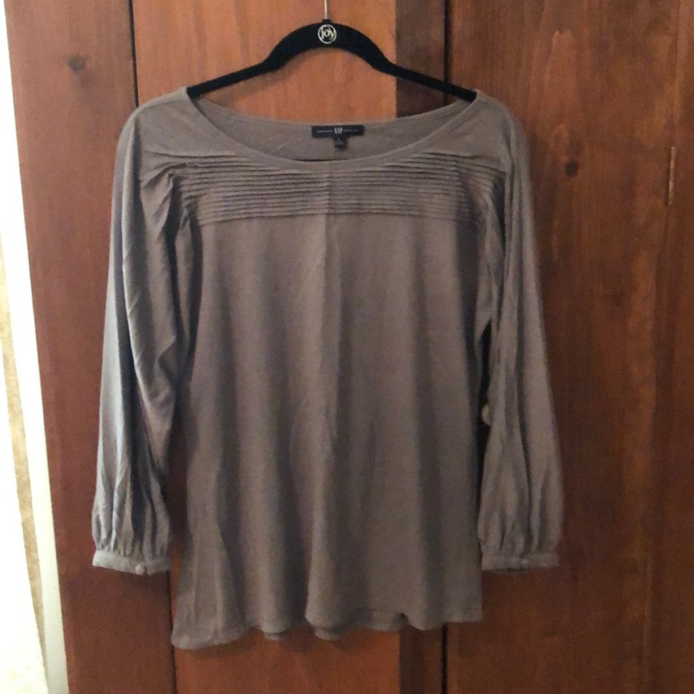 Gray 3/4 puffy sleeve cotton/modal top